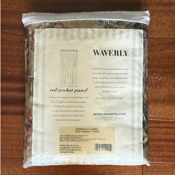 NWT Waverly Drapery Rod Pocket Panel 52 x 84 Mandalay Camel Botanicals Lined - Picture 3 of 9